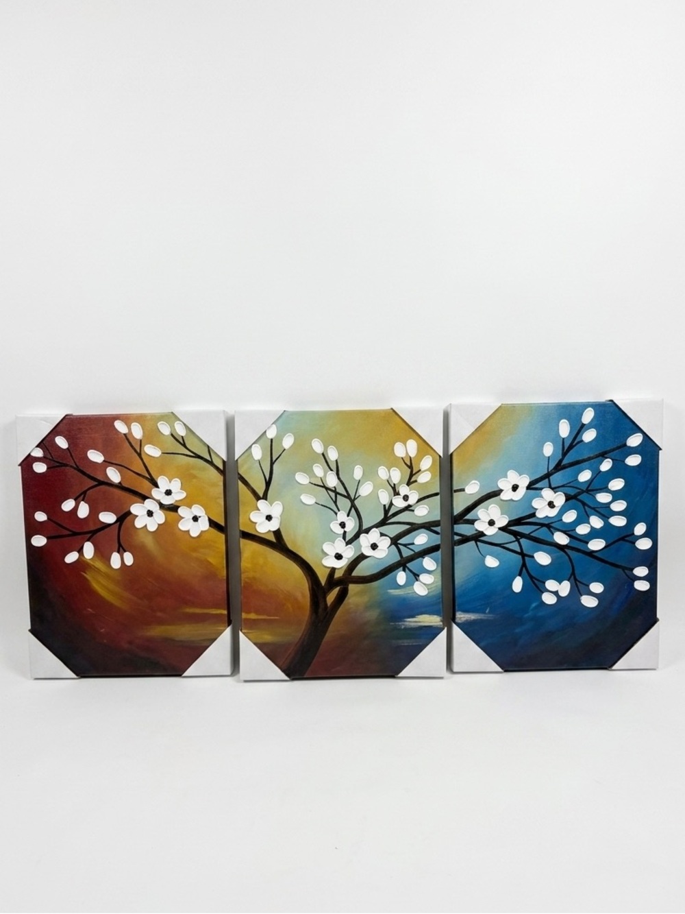 Blossoming Tree Wall Art Triptych Canvas Trio - Picture 2 of 6
